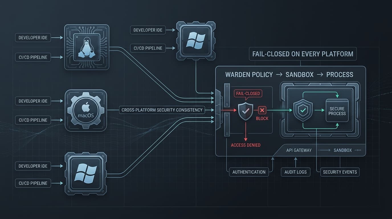 Cross-platform security architecture covering Linux, macOS and Windows
