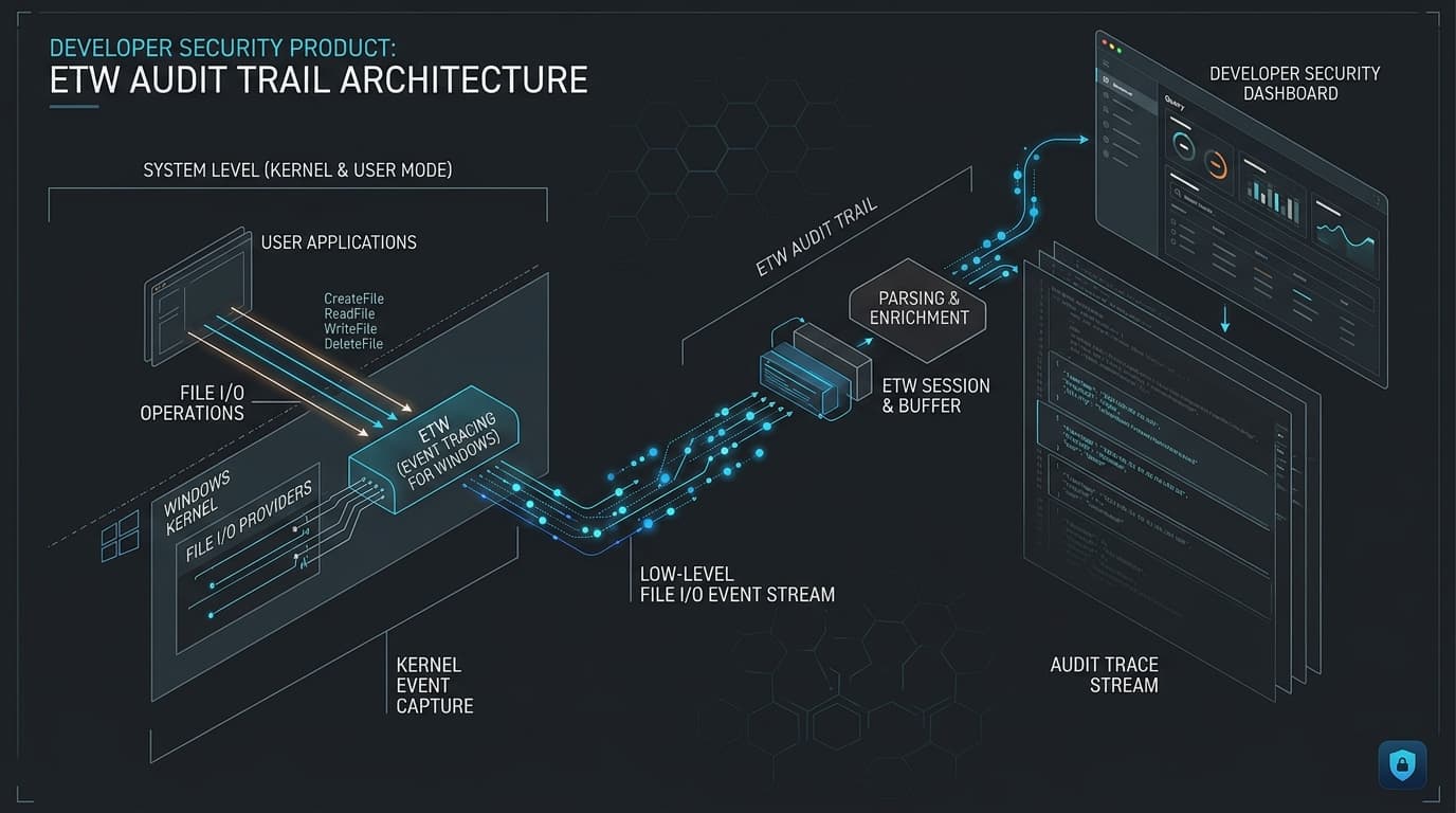 ETW audit trail architecture for kernel file I/O tracing
