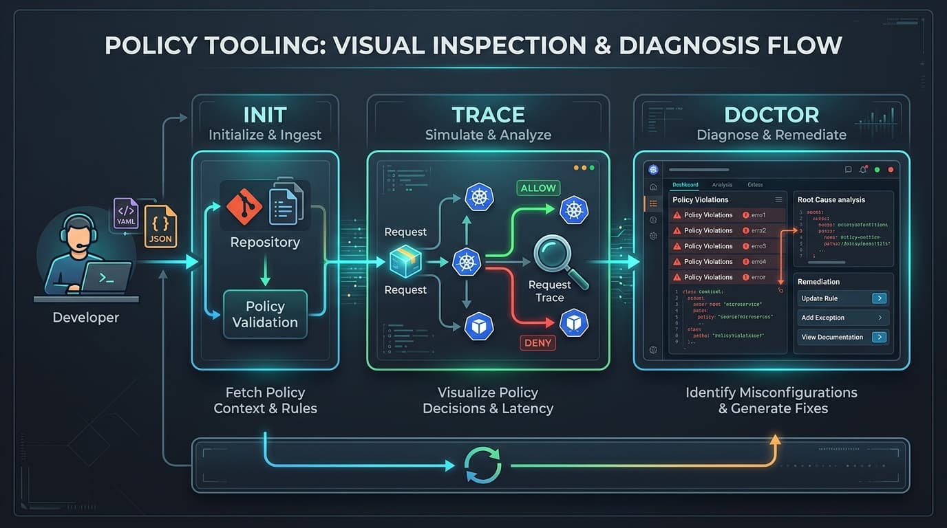 Developer inspecting the security policy and audit log